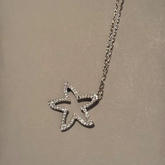 EUC SWAVORSKI CRYSTAL STARFISH NECKLACE SILVER - Picture 14 of 14